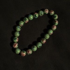 Vintage Green enamel bead bracelet